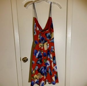 beautiful red flowerd mini dress